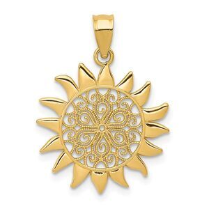14k Yellow Gold 17mm Filigree Sun Pendant